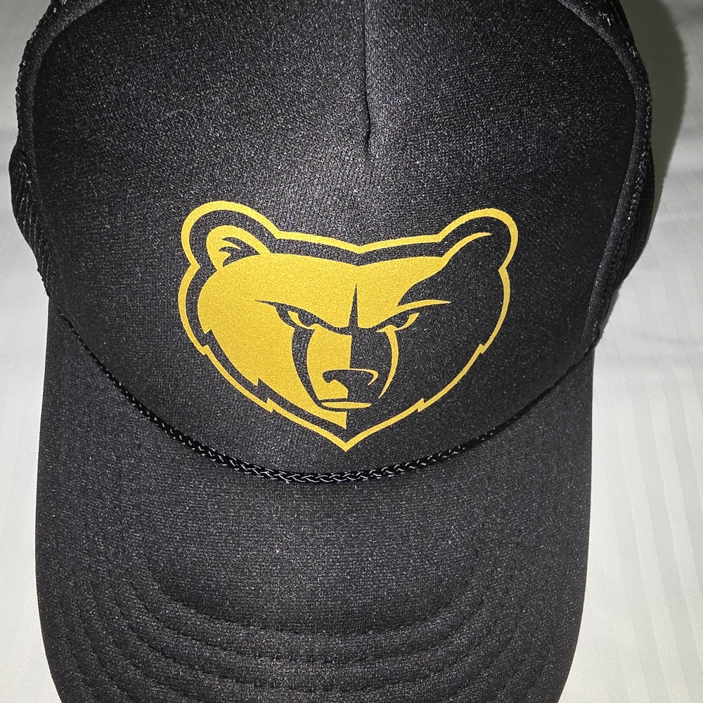 OTTO Black Mesh Trucker Hat Bear Logo Adjustable One Size Men